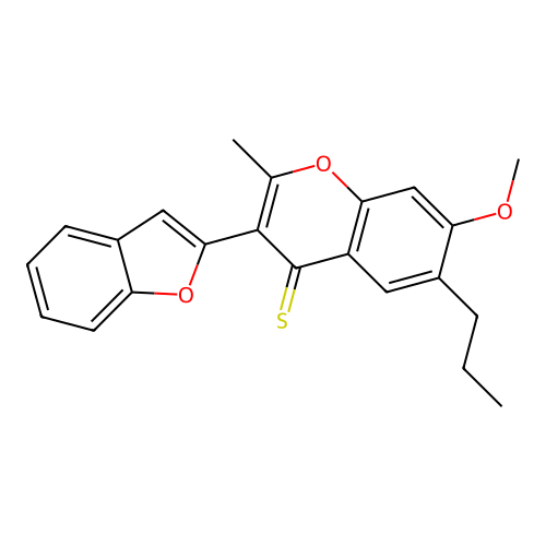 3-(1-benzofuran-2-yl)-7-methoxy-2-methyl-6-propyl-4H-chromene-4-thione structure