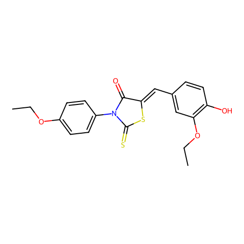 (5Z)-5-[(3-ethoxy-4-hydroxyphenyl)methylidene]-3-(4-ethoxyphenyl)-2-sulfanylidene-1,3-thiazolidin-4-one structure