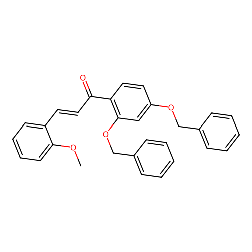 (2E)-1-[2,4-bis(benzyloxy)phenyl]-3-(2-methoxyphenyl)prop-2-en-1-one structure