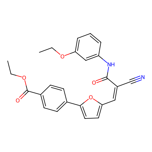 ethyl 4-[5-[(Z)-2-cyano-3-(3-ethoxyanilino)-3-oxoprop-1-enyl]furan-2-yl]benzoate structure