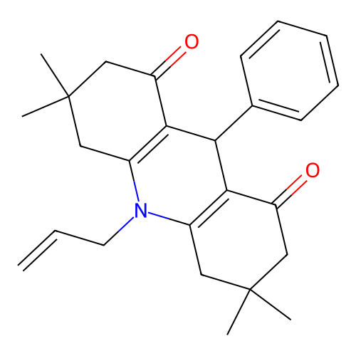 10-allyl-3,3,6,6-tetramethyl-9-phenyl-3,4,6,7,9,10-hexahydroacridine-1,8(2H,5H)-dione structure