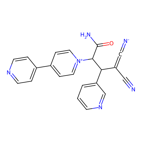 3-([4,4'-bipyridin]-1-ium-1-yl)-4-amino-1,1-dicyano-4-oxo-2-(pyridin-3-yl)butan-1-ide structure