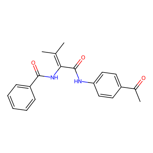 N-(4-acetylphenyl)-3-methyl-2-(phenylcarbonylamino)but-2-enamide structure