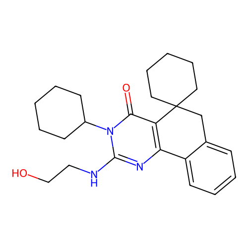 3-cyclohexyl-2-[(2-hydroxyethyl)amino]-3H-spiro[benzo[h]quinazoline-5,1'-cyclohexan]-4(6H)-one structure