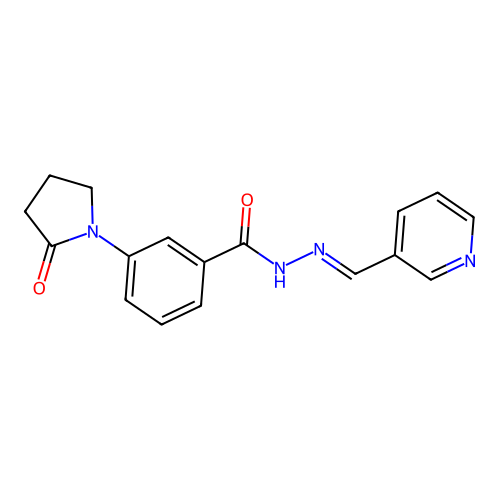 3-(2-oxopyrrolidin-1-yl)-N-[(E)-pyridin-3-ylmethylideneamino]benzamide structure