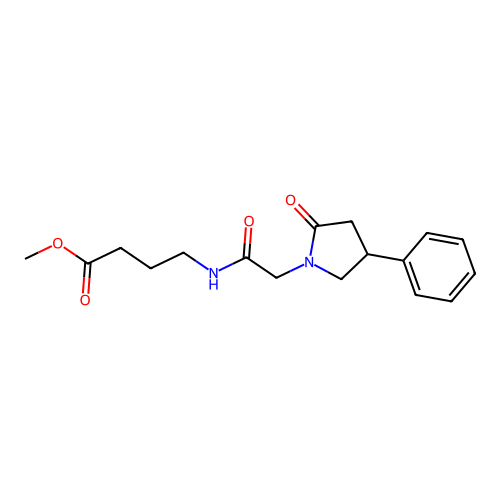 Methyl 4-{[(2-oxo-4-phenylpyrrolidin-1-yl)acetyl]amino}butanoate structure