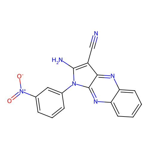 2-amino-1-(3-nitrophenyl)-1H-pyrrolo[2,3-b]quinoxaline-3-carbonitrile structure