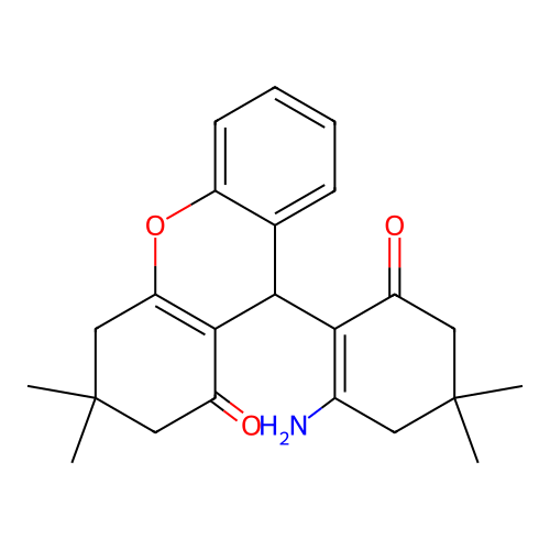 9-(2-amino-4,4-dimethyl-6-oxo-1-cyclohexenyl)-3,3-dimethyl-4,9-dihydro-2H-xanthen-1-one structure