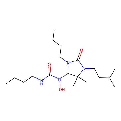 3-butyl-1-(3-butyl-1-isopentyl-5,5-dimethyl-2-oxoimidazolidin-4-yl)-1-hydroxyurea structure