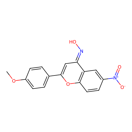 (E)-2-(4-methoxyphenyl)-6-nitro-4H-chromen-4-one oxime structure