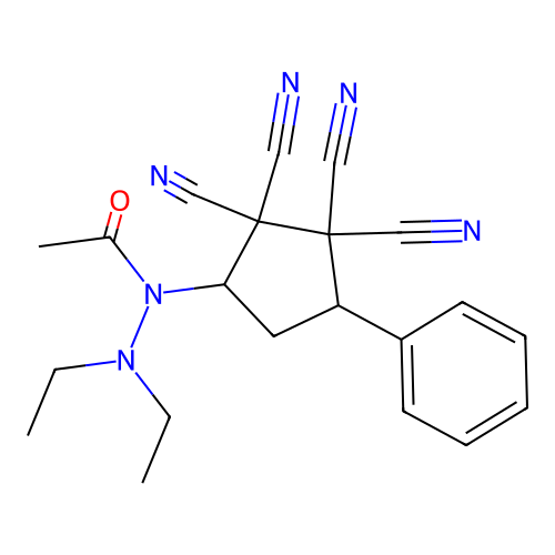 N',N'-diethyl-N-(2,2,3,3-tetracyano-4-phenylcyclopentyl)acetohydrazide structure