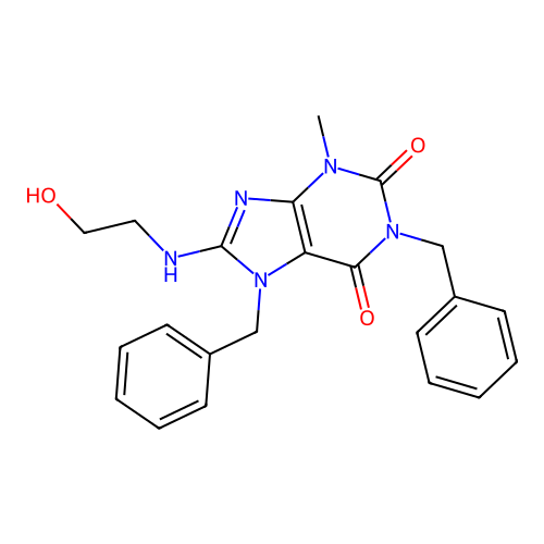 1,7-dibenzyl-8-[(2-hydroxyethyl)amino]-3-methyl-3,7-dihydro-1H-purine-2,6-dione structure