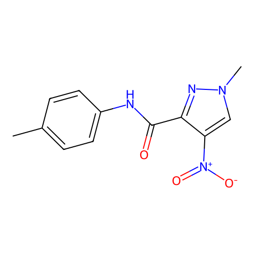 1-methyl-4-nitro-N-(p-tolyl)-1H-pyrazole-3-carboxamide structure