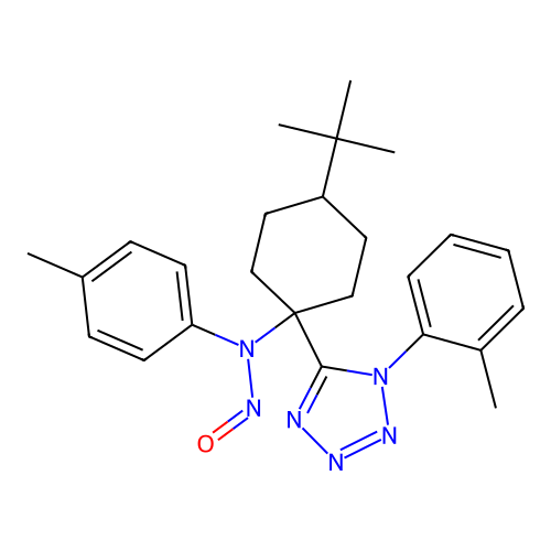 N-(4-(tert-butyl)-1-(1-(o-tolyl)-1H-tetrazol-5-yl)cyclohexyl)-N-(p-tolyl)nitrous amide structure