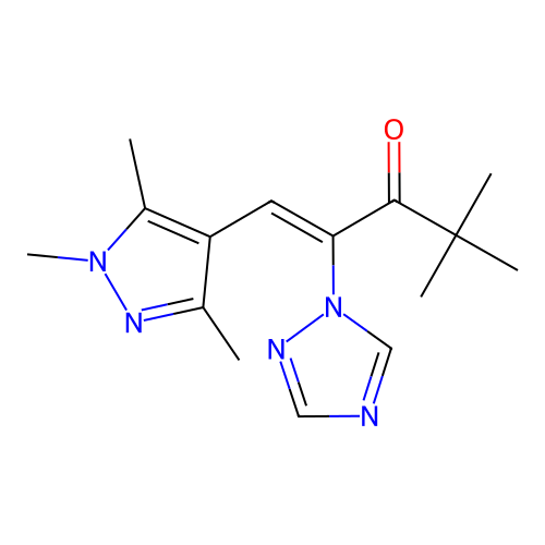 (Z)-4,4-dimethyl-2-(1,2,4-triazol-1-yl)-1-(1,3,5-trimethylpyrazol-4-yl)pent-1-en-3-one structure