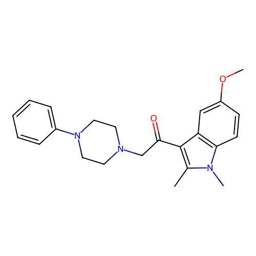 1-(5-methoxy-1,2-dimethyl-1H-indol-3-yl)-2-(4-phenylpiperazin-1-yl)ethanone structure