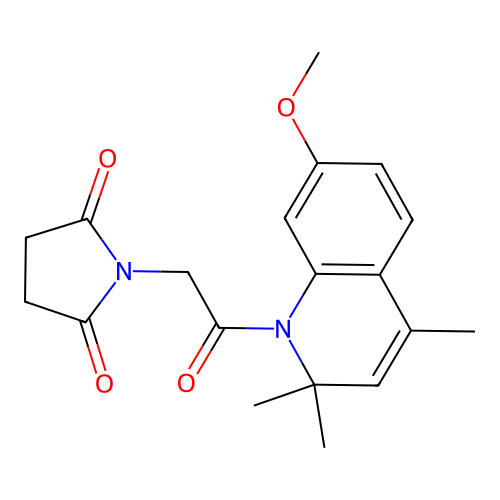 1-(2-(7-methoxy-2,2,4-trimethylquinolin-1(2H)-yl)-2-oxoethyl)pyrrolidine-2,5-dione structure