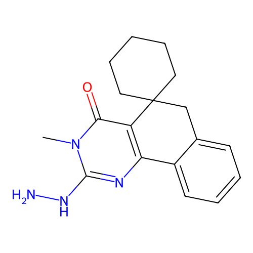 2-hydrazinyl-3-methyl-3H-spiro[benzo[h]quinazoline-5,1'-cyclohexan]-4(6H)-one structure
