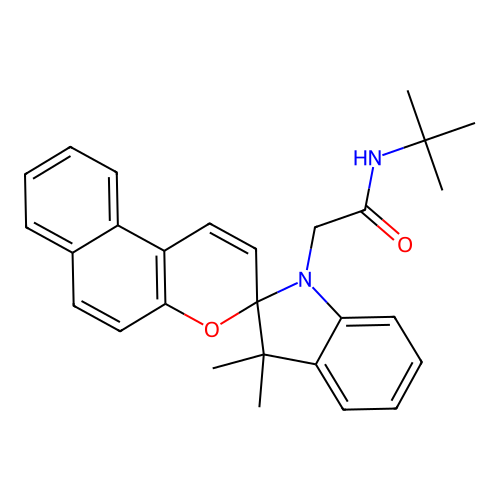 N-(tert-butyl)-2-(3',3'-dimethylspiro[benzo[f]chromene-3,2'-indolin]-1'-yl)acetamide structure
