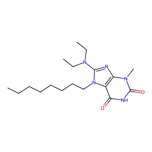8-(diethylamino)-3-methyl-7-octyl-3,7-dihydro-1H-purine-2,6-dione structure
