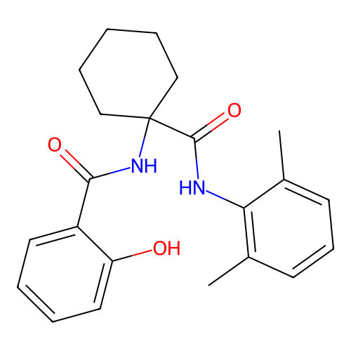 N-(1-((2,6-dimethylphenyl)carbamoyl)cyclohexyl)-2-hydroxybenzamide structure