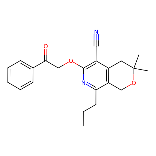3,3-dimethyl-6-(2-oxo-2-phenylethoxy)-8-propyl-3,4-dihydro-1H-pyrano[3,4-c]pyridine-5-carbonitrile structure