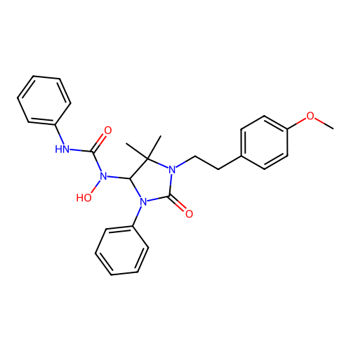 1-hydroxy-1-(1-(4-methoxyphenethyl)-5,5-dimethyl-2-oxo-3-phenylimidazolidin-4-yl)-3-phenylurea structure