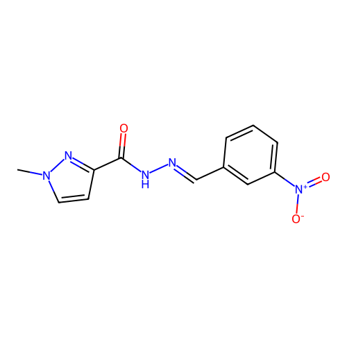 1-methyl-N'-[(E)-(3-nitrophenyl)methylidene]-1H-pyrazole-3-carbohydrazide structure
