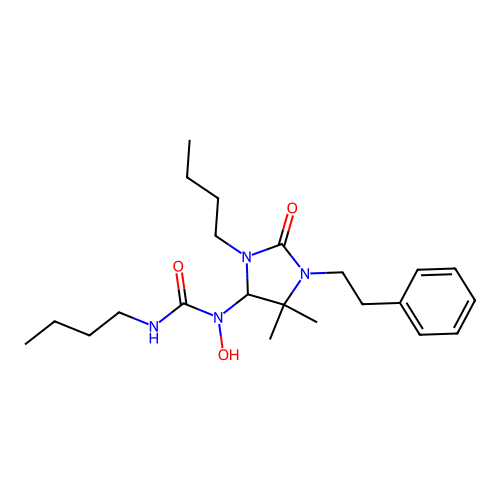 3-butyl-1-(3-butyl-5,5-dimethyl-2-oxo-1-phenethylimidazolidin-4-yl)-1-hydroxyurea structure
