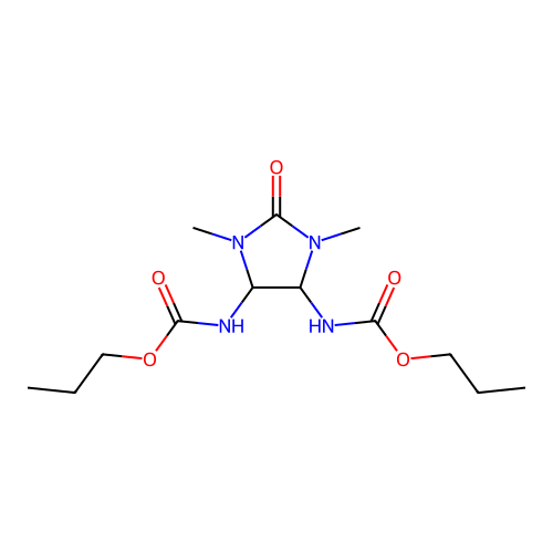 propyl N-[1,3-dimethyl-2-oxo-5-(propoxycarbonylamino)imidazolidin-4-yl]carbamate structure