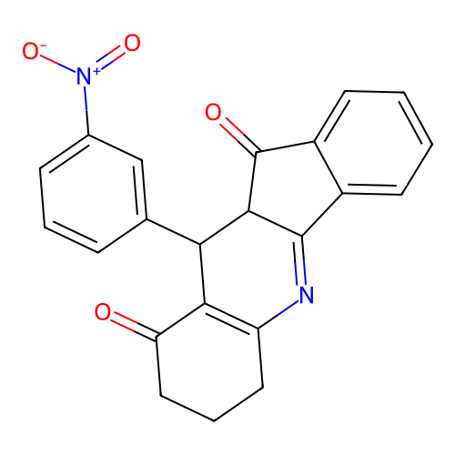 10-(3-nitrophenyl)-7,8,10,10a-tetrahydro-6H-indeno[1,2-b]quinoline-9,11-dione structure
