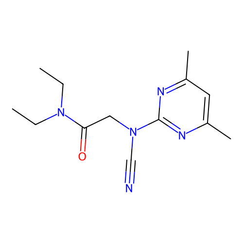 2-[Cyano-(4,6-dimethyl-pyrimidin-2-yl)-amino]-N,N-diethyl-acetamide structure
