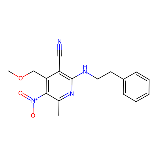 4-Methoxymethyl-6-methyl-5-nitro-2-phenethylamino-nicotinonitrile structure
