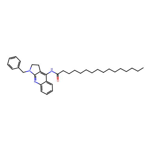 N-(1-benzyl-2,3-dihydro-1H-pyrrolo[2,3-b]quinolin-4-yl)hexadecanamide structure