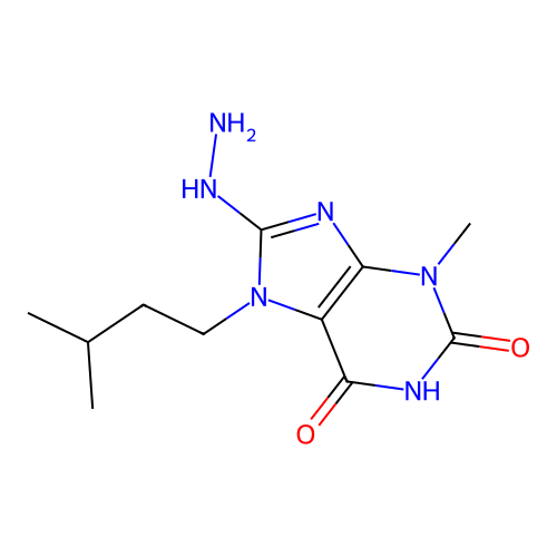 8-Hydrazino-3-methyl-7-(3-methylbutyl)-1,3,7-trihydropurine-2,6-dione structure