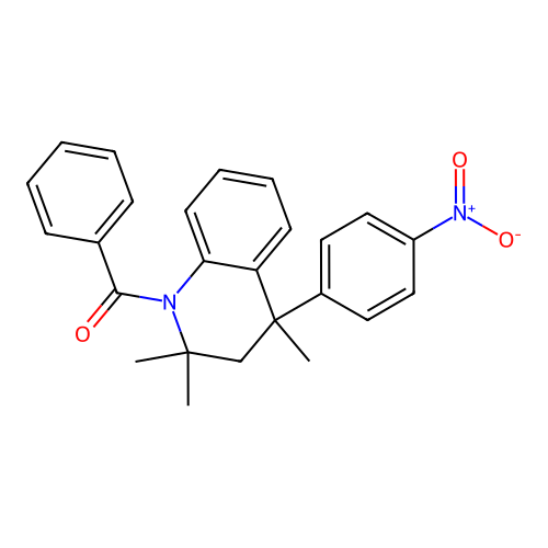 phenyl(2,2,4-trimethyl-4-(4-nitrophenyl)-3,4-dihydroquinolin-1(2H)-yl)methanone structure