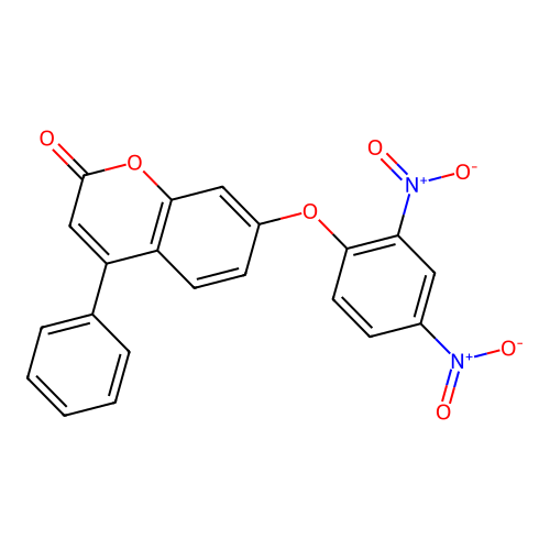 7-(2,4-dinitrophenoxy)-4-phenyl-2H-chromen-2-one structure