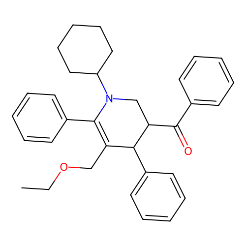 [1-cyclohexyl-5-(ethoxymethyl)-4,6-diphenyl-3,4-dihydro-2H-pyridin-3-yl]-phenyl-methanone structure