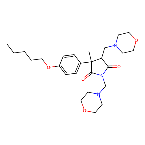 3-methyl-1,4-bis(morpholin-4-ylmethyl)-3-(4-pentoxyphenyl)pyrrolidine-2,5-dione structure