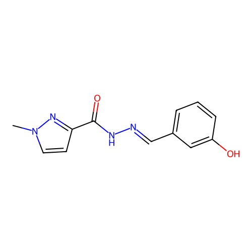N'-[(E)-(3-hydroxyphenyl)methylidene]-1-methyl-1H-pyrazole-3-carbohydrazide structure