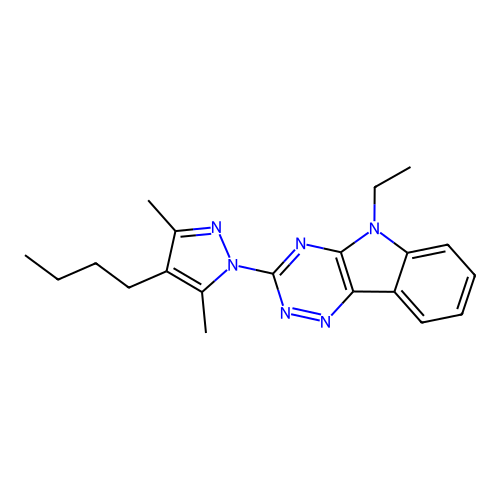 3-(4-Butyl-3,5-dimethylpyrazol-1-yl)-5-ethyl-[1,2,4]triazino[5,6-b]indole structure