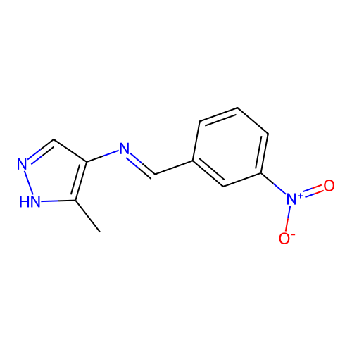3-methyl-N-[(E)-(3-nitrophenyl)methylidene]-1H-pyrazol-4-amine structure