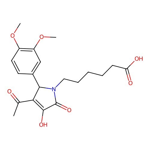 6-[3-acetyl-2-(3,4-dimethoxyphenyl)-4-hydroxy-5-oxo-2H-pyrrol-1-yl]hexanoic Acid structure