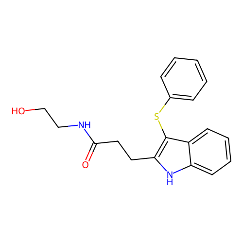 N-(2-Hydroxyethyl)-3-[3-(phenylsulfanyl)-1H-indol-2-yl]propanamide structure
