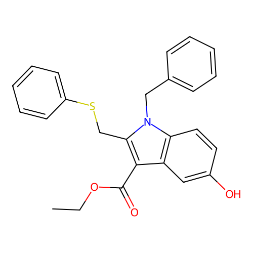 ethyl 1-benzyl-5-hydroxy-2-[(phenylsulfanyl)methyl]-1H-indole-3-carboxylate structure