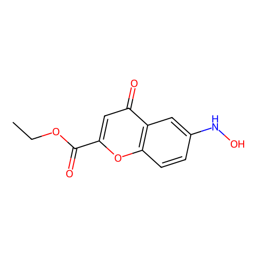 4H-1-Benzopyran-2-carboxylic acid, 6-(hydroxyamino)-4-oxo-, ethyl ester structure