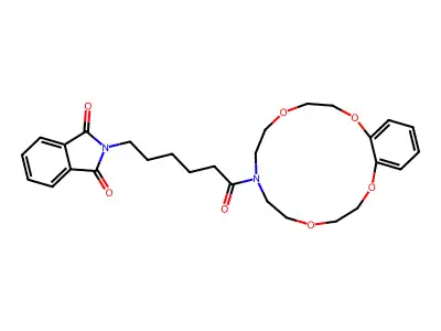 2-[6-(2,3,5,6,8,9,11,12-octahydro-7H-1,4,10,13,7-benzotetraoxazacyclopentadecin-7-yl)-6-oxohexyl]-1H-isoindole-1,3(2H)-dione structure