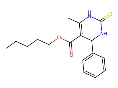 Pentyl 6-methyl-4-phenyl-2-thioxo-1,2,3,4-tetrahydropyrimidine-5-carboxylate structure