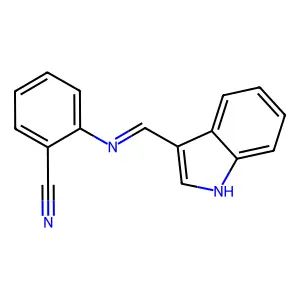 (E)-2-(((1H-indol-3-yl)methylene)amino)benzonitrile structure