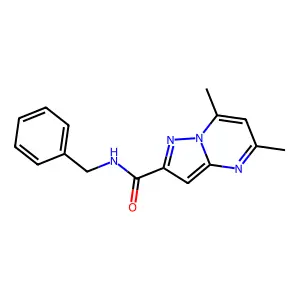 N-benzyl-5,7-dimethylpyrazolo[1,5-a]pyrimidine-2-carboxamide structure